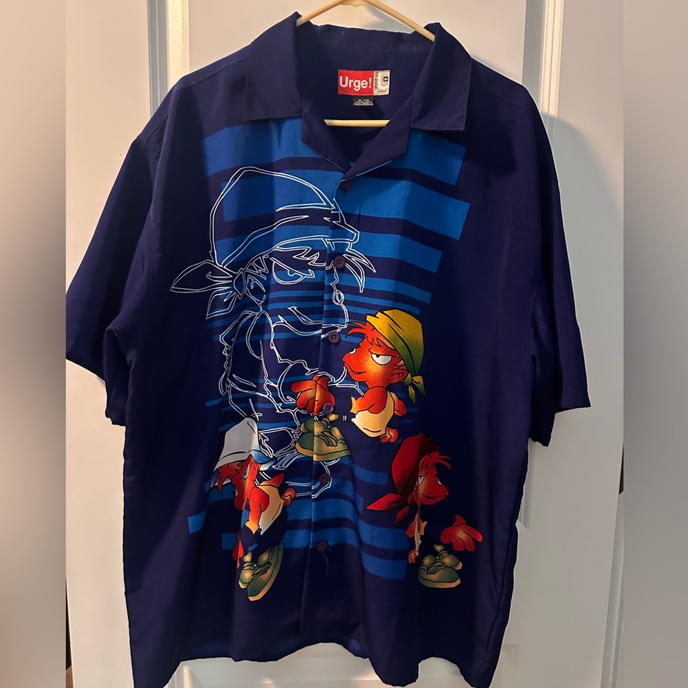 Urge! Im-Pulse Short Sleeve Button Front Shirt Blue Size X-Large